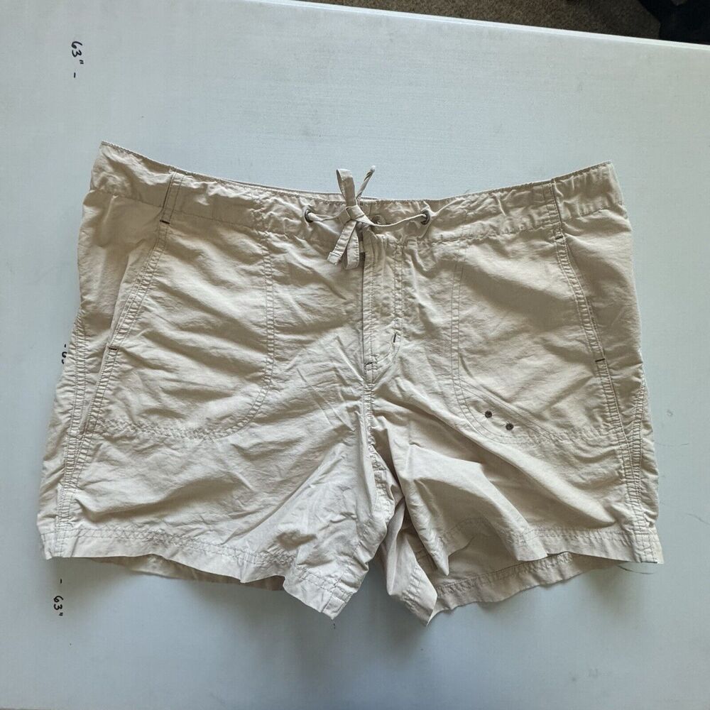 Columbia Shorts Tie Front Women Large Khaki Cotton/Nylon 6” Inseam